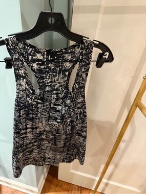 Aqua Black & White Abstract Racerback Tank